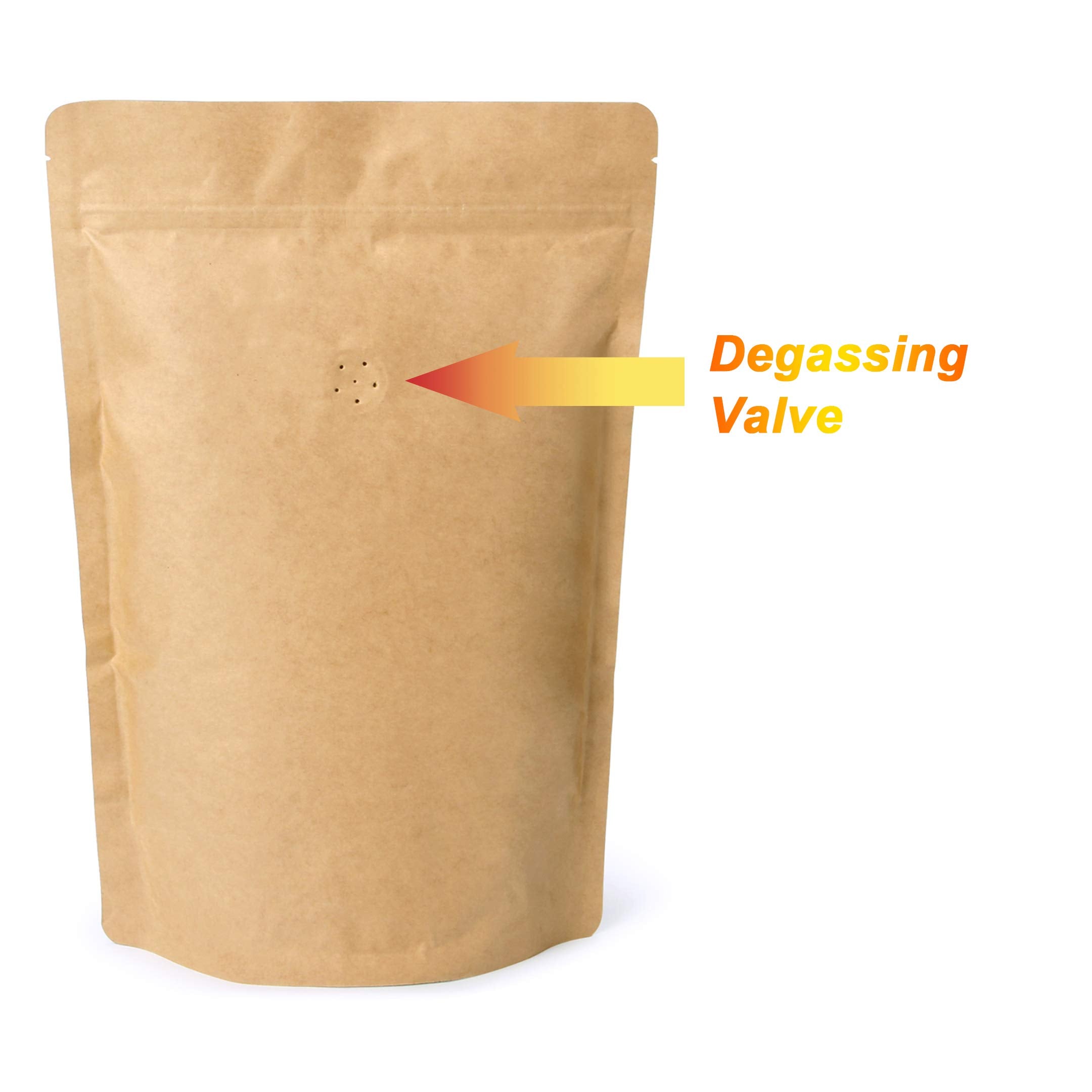 500G 16Oz 1Lb Kraft Paper Stand Up Zipper Pouches Coffee Bags Coffee Pouches With Valve (Pack Of 50)